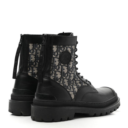 Christian Dior Calfskin Oblique Mens Explorer Ankle Boots 41 Black Blue 4 of 12