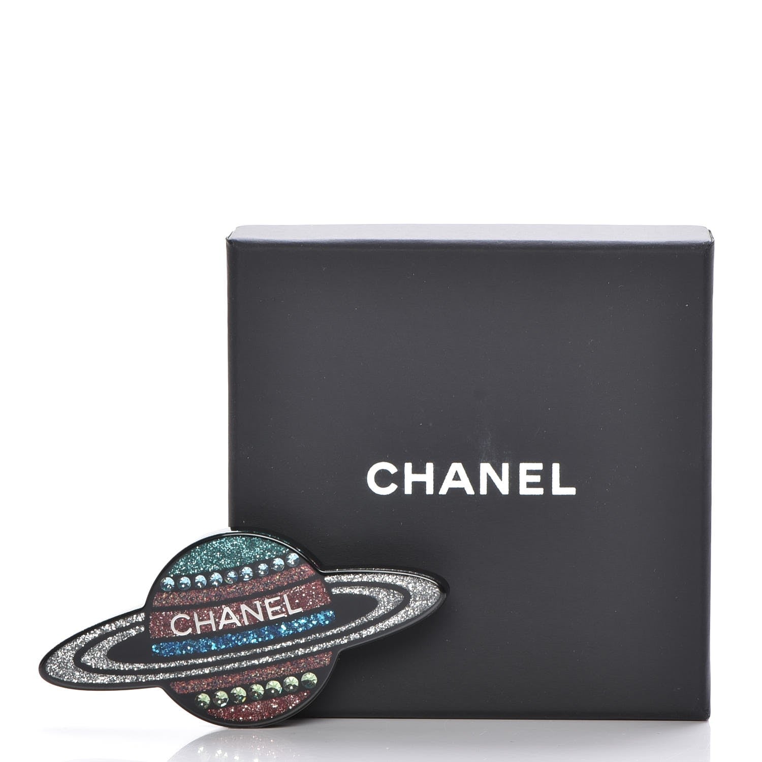Chanel Glittered Resin Strass Planet Brooch Silver Blue Pink 5 of 5
