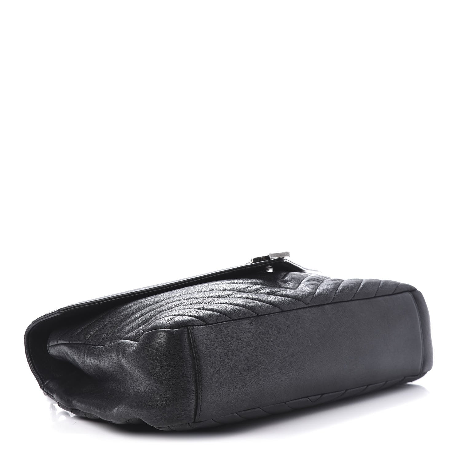 Saint Laurent Sheepskin Matelasse Chevron Monogram Large College Satchel Black 4 of 9