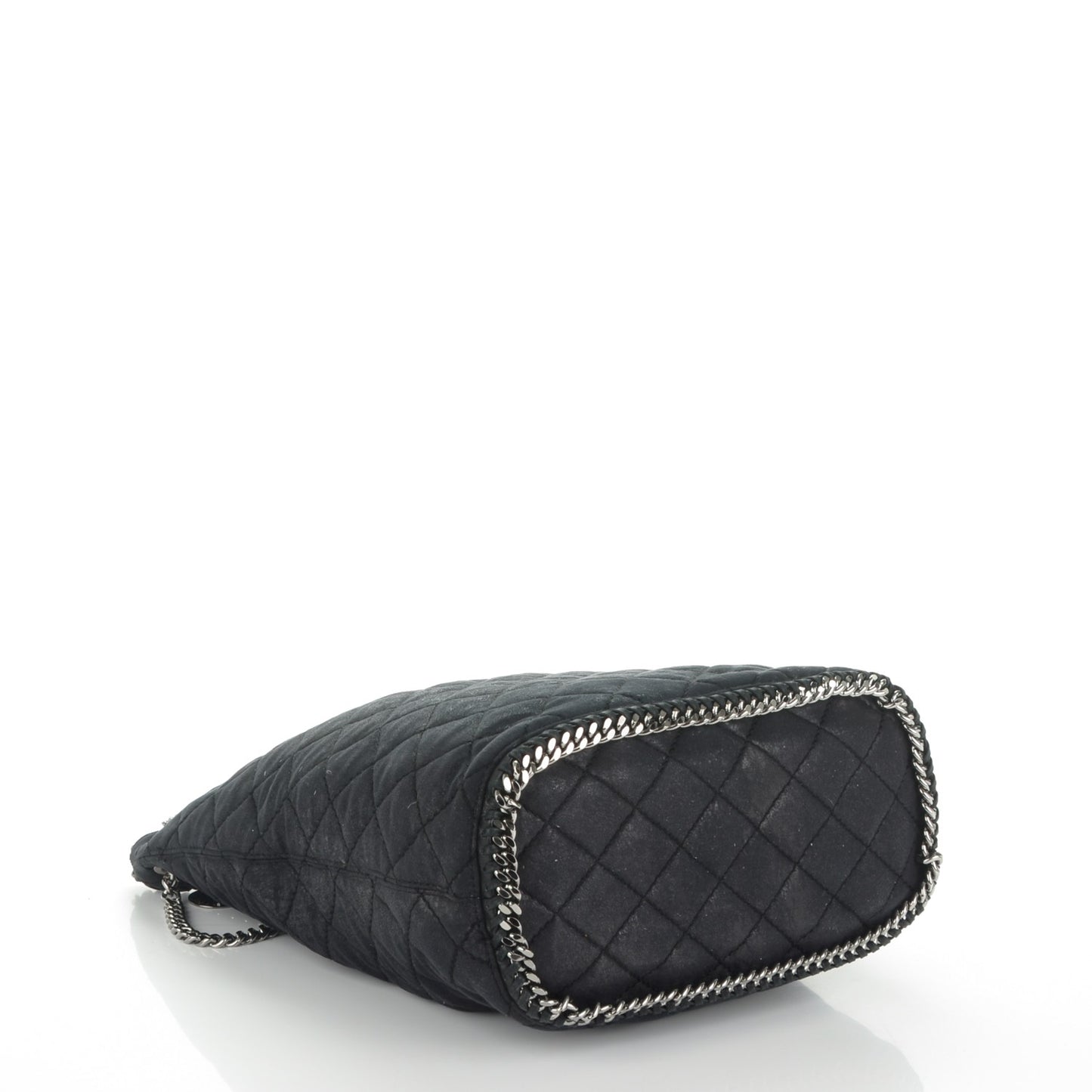 Quilted Shaggy Deer Large Falabella Bucket Bag Black