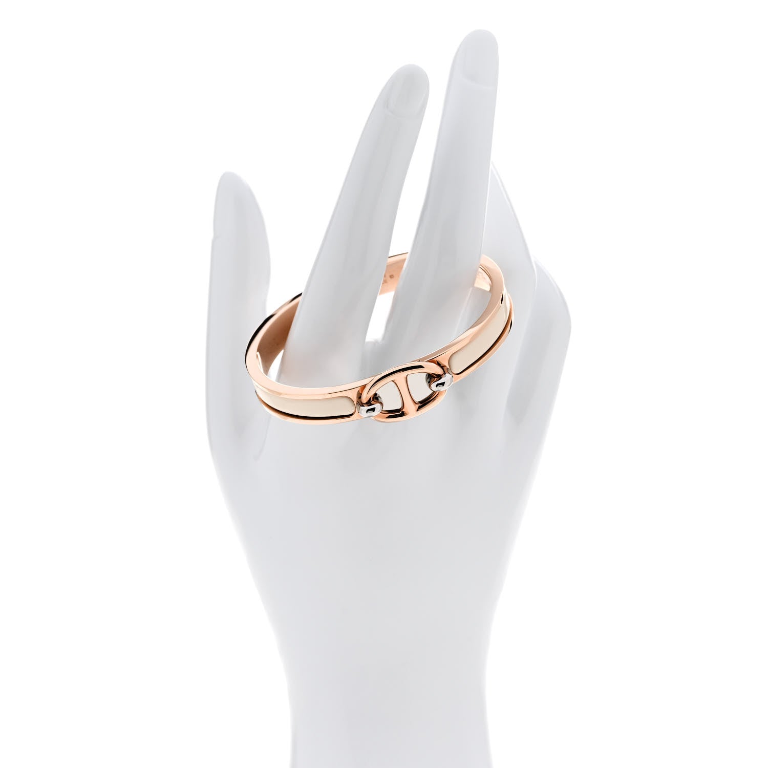 Hermes Enamel Mini Farandole Clic Chaine d'Ancre Bracelet PM Creme 2 of 5
