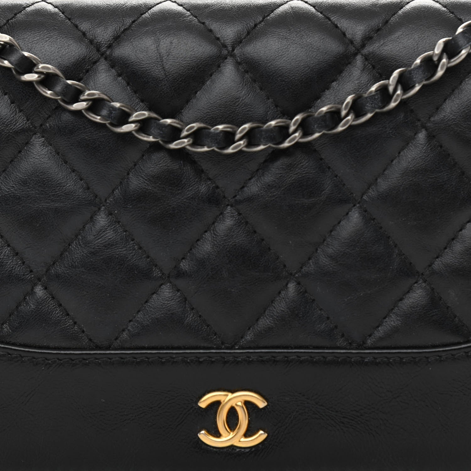 Chanel Aged Calfskin Quilted Gabrielle Wallet On Chain WOC Black 9 of 13