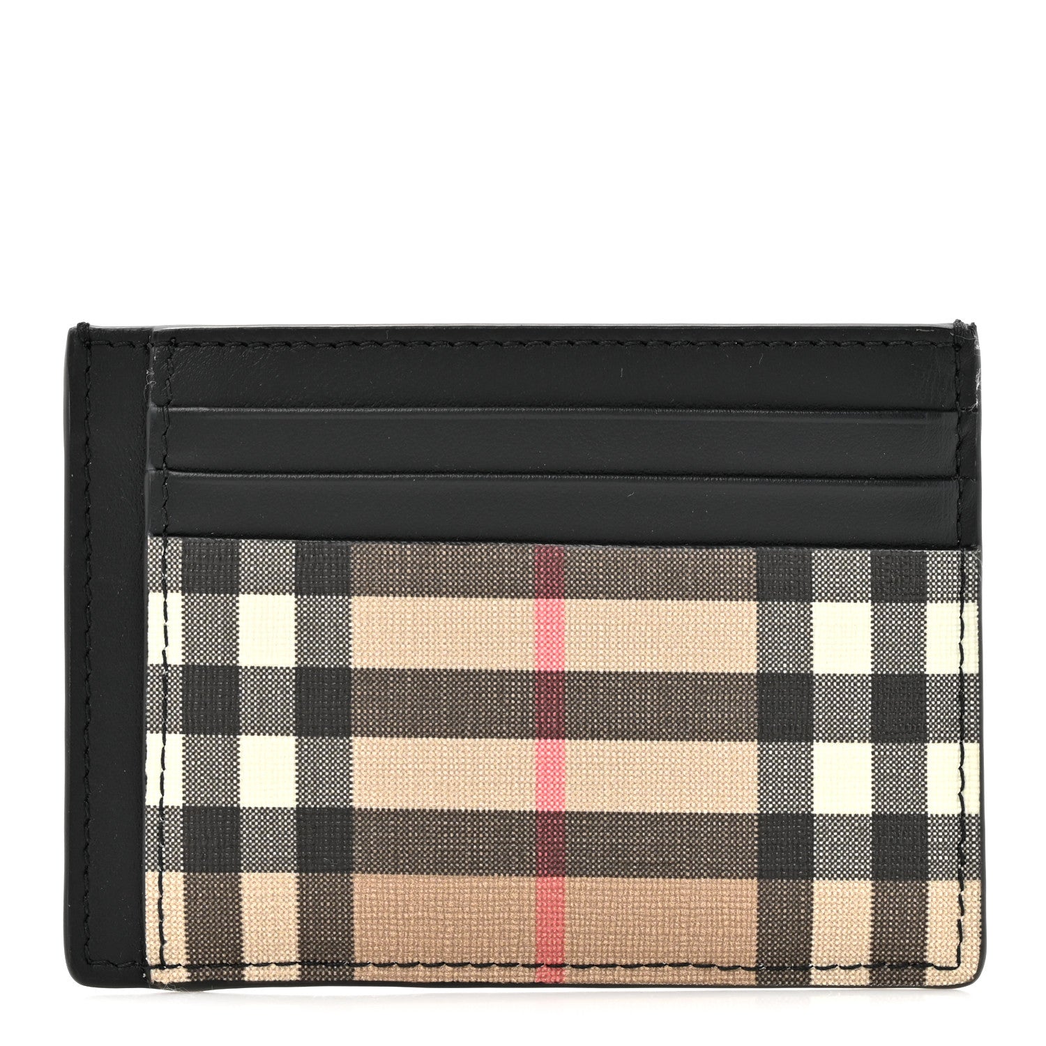 Burberry Vintage Check Money Clip Card Case Archive Beige Black 1 of 8