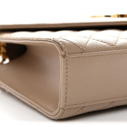 Saint Laurent Grain De Poudre Textured Mixed Matelasse Medium Triquilt Monogram Satchel Dark Beige 9 of 14