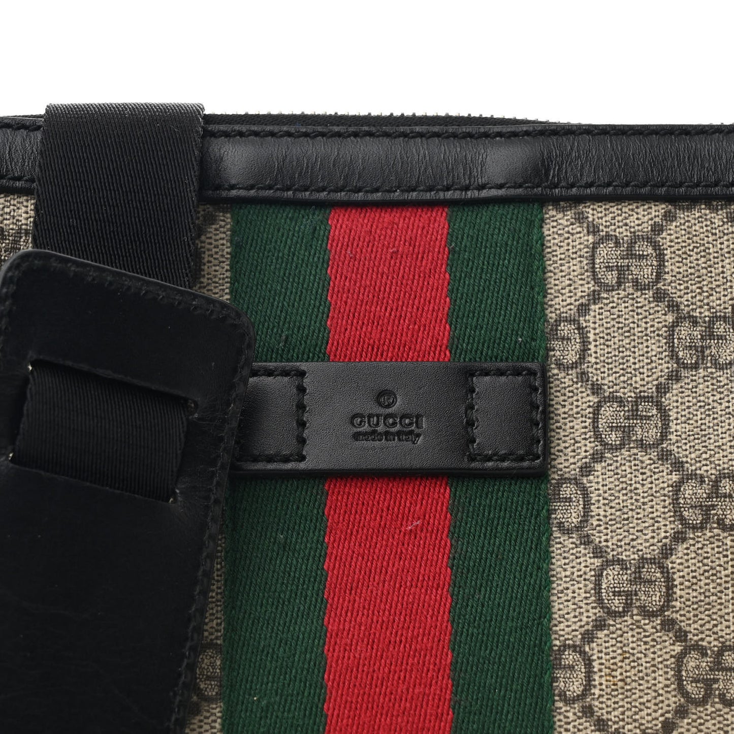 GG Supreme Monogram Web Messenger Bag Black
