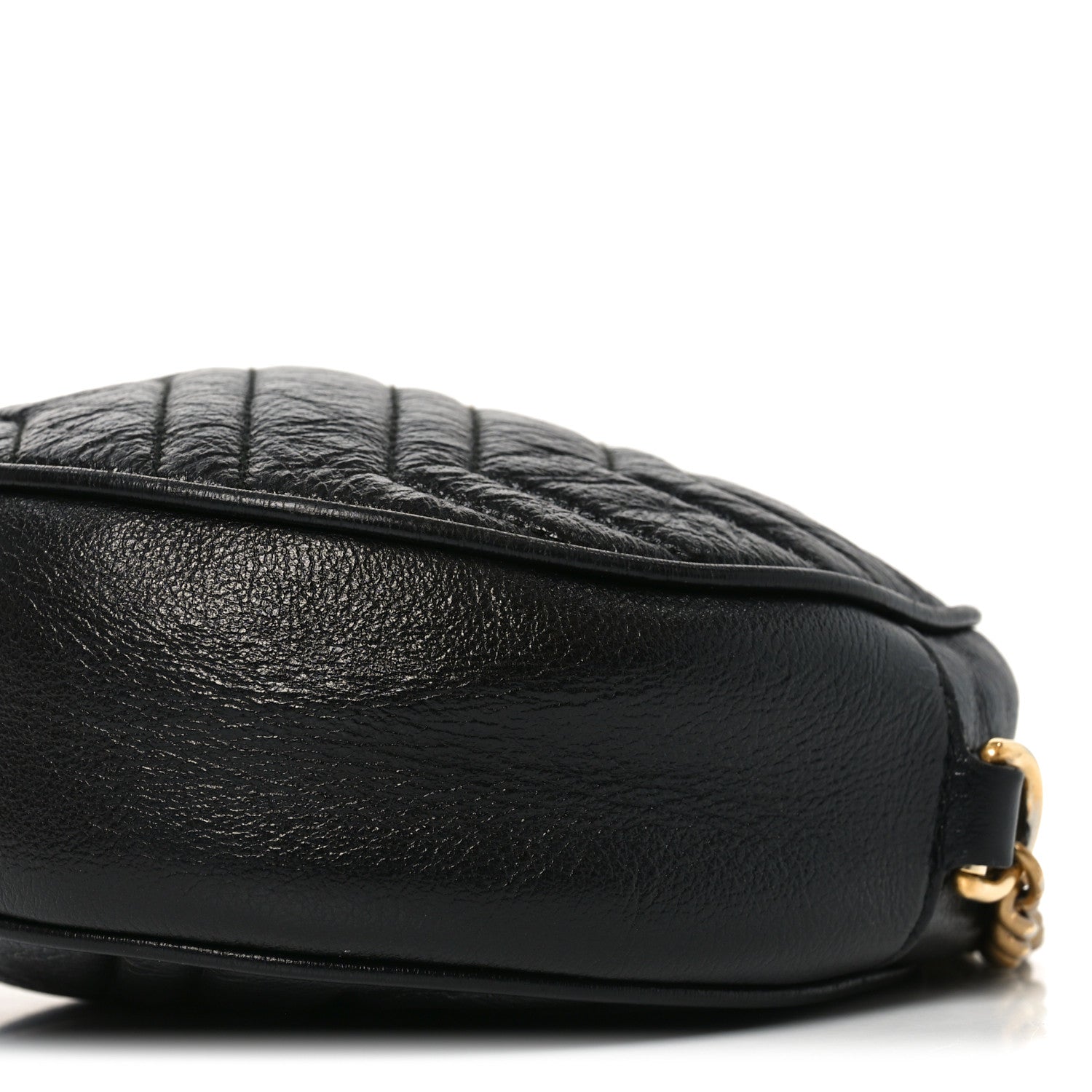 Gucci Azalea Calfskin Matelasse Heart Mini GG Marmont Round Shoulder Bag Black 10 of 10