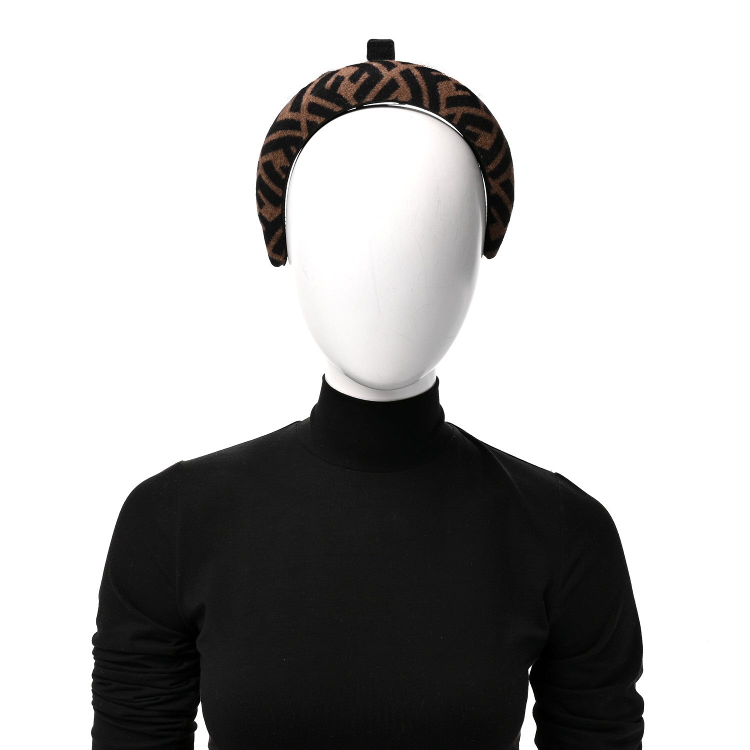 Fendi Wool Cashmere FF Logo Headband Tobacco 2 of 5