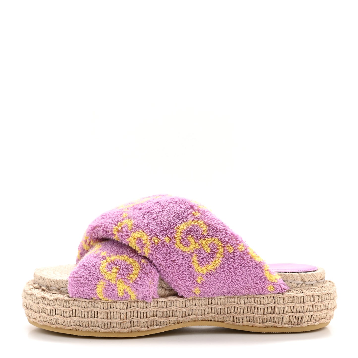 Terry Cloth Espadrille Platform Sandals 37 Pink Yellow