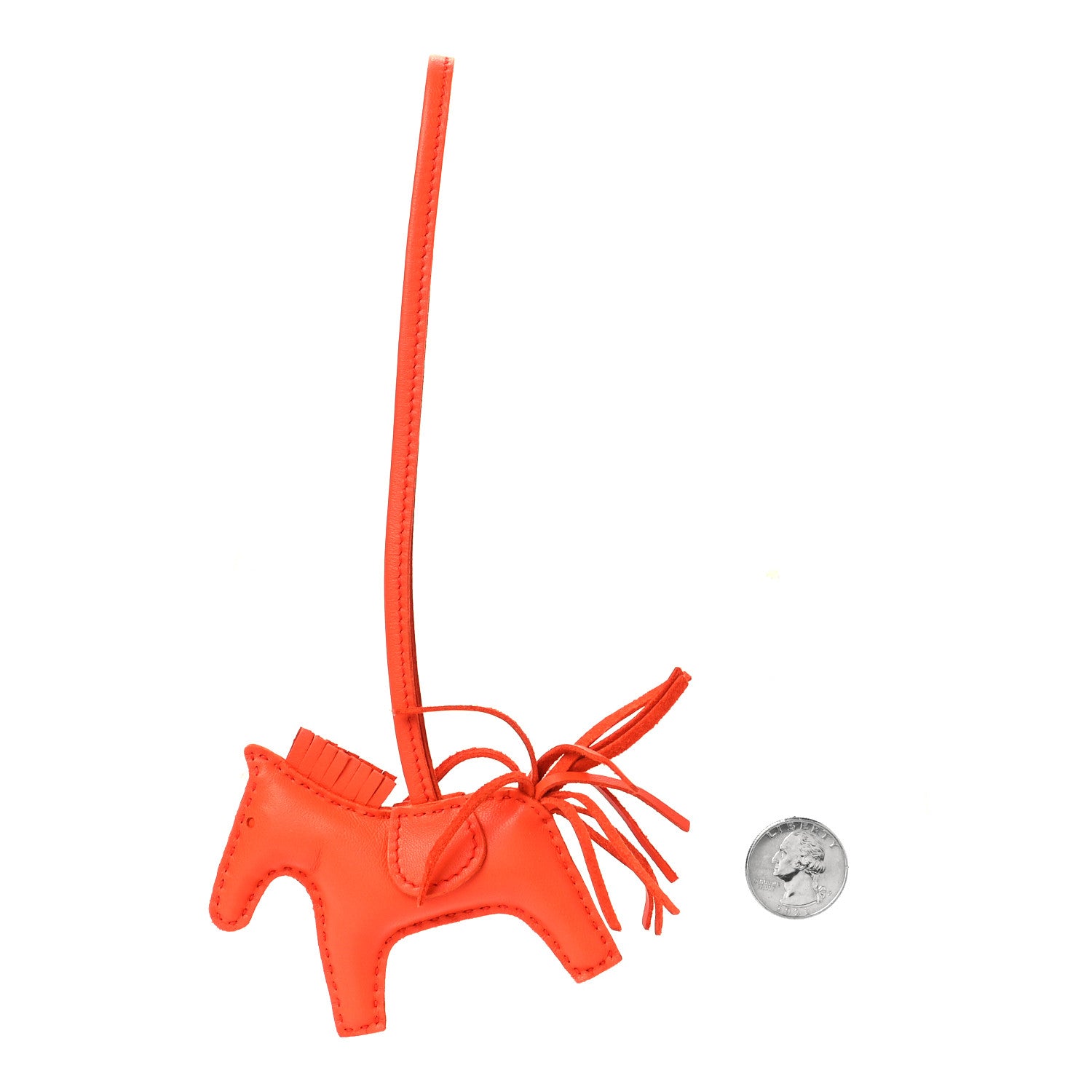 Hermes Milo Lambskin Grigri Rodeo Horse Bag Charm PM Orange Poppy 2 of 3