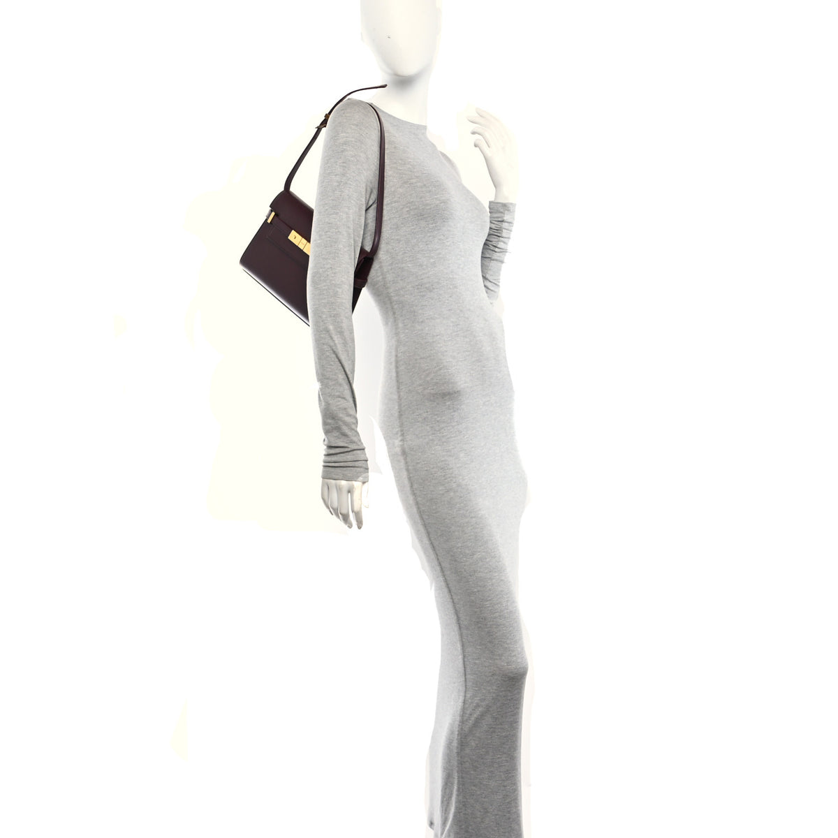 Smooth Calfskin Small Manhattan Shoulder Bag Hot Wine