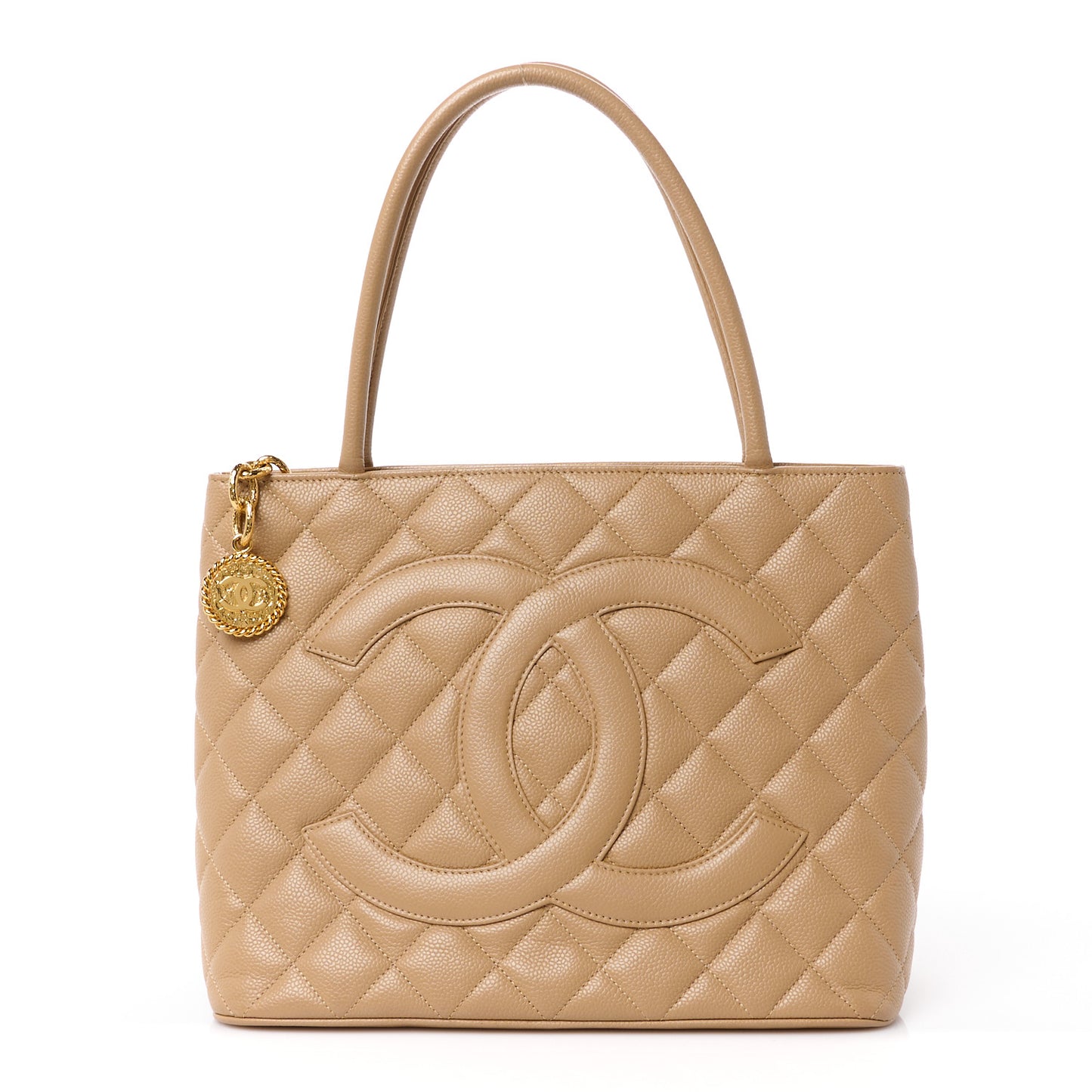 Caviar Quilted Medallion Tote Beige