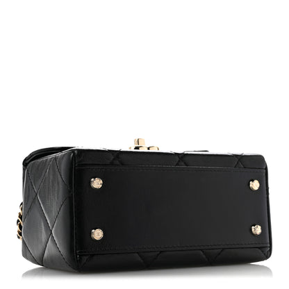 Chanel Shiny Calfskin Quilted Top Handle Box Bag Black 4 of 15