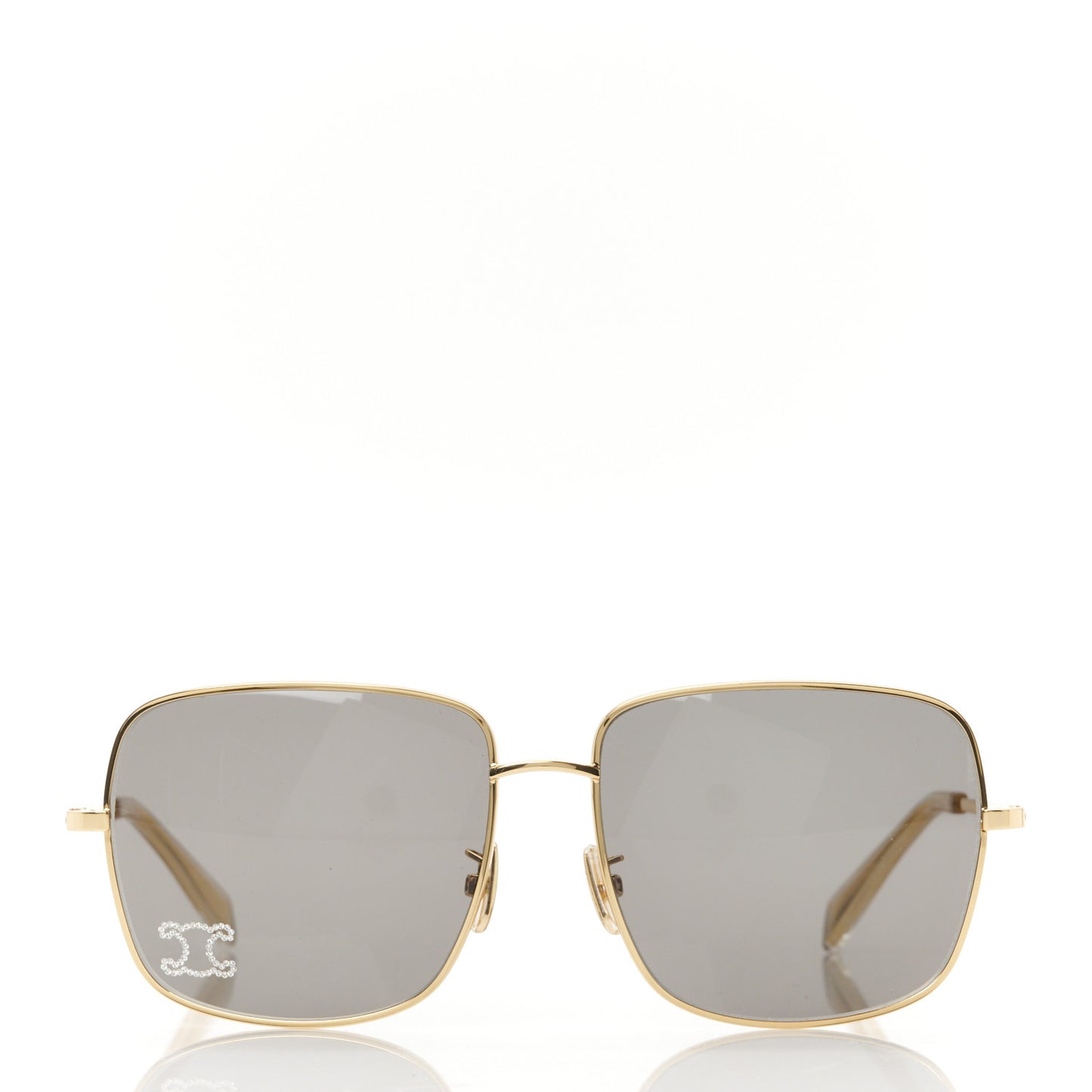 Metal Rhinestone Triomphe Sunglasses Gold Smoke