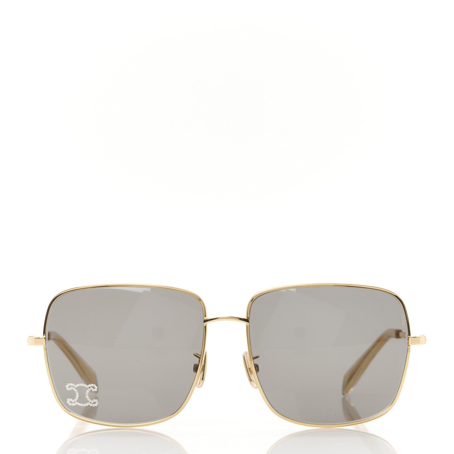 Celine Metal Rhinestone Triomphe Sunglasses Gold Smoke 2 of 9