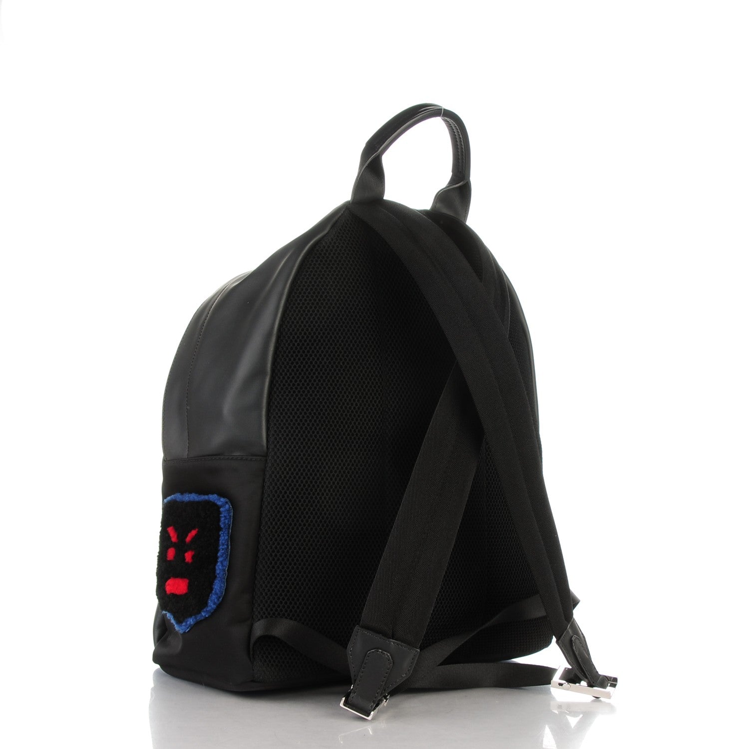 Fendi Nylon Calfskin Shearling Emoticon Backpack Black 3 of 7