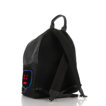 Fendi Nylon Calfskin Shearling Emoticon Backpack Black 3 of 7