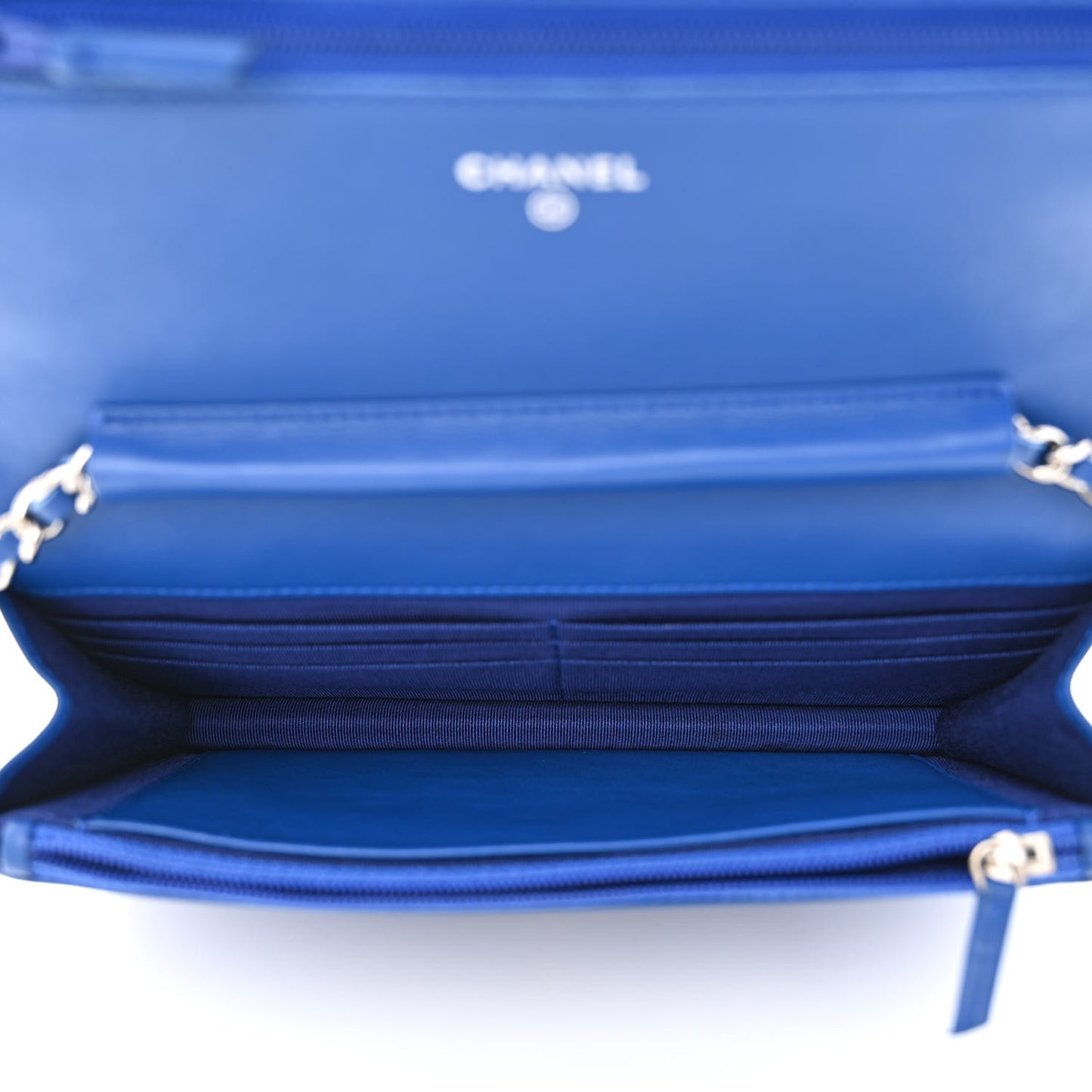 Patent Quilted Wallet On Chain WOC Dark Blue