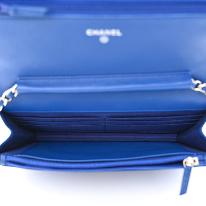 Chanel Patent Quilted Wallet On Chain WOC Dark Blue 5 of 13