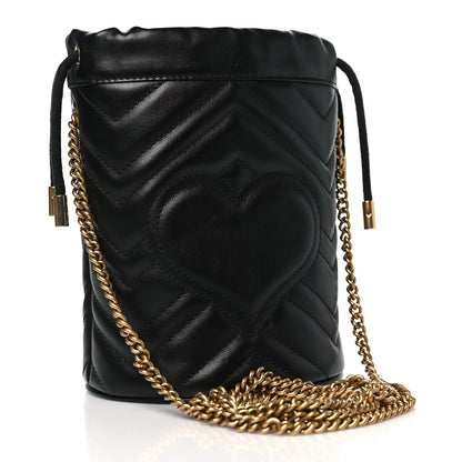 Gucci Calfskin Matelasse Mini GG Marmont 2.0 Bucket Bag Black 3 of 11