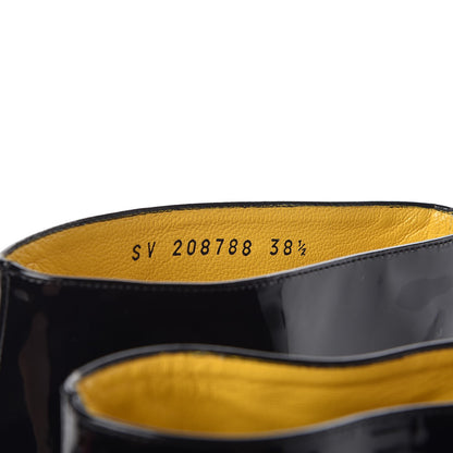 Saint Laurent Patent Paris Tribute 105 Platform Boots 38.5 Black Yellow 8 of 15