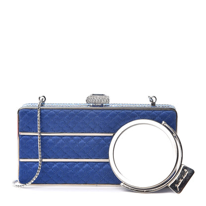 Judith Leiber Satin Swarovski Crystal Clutch Blue 1 of 9
