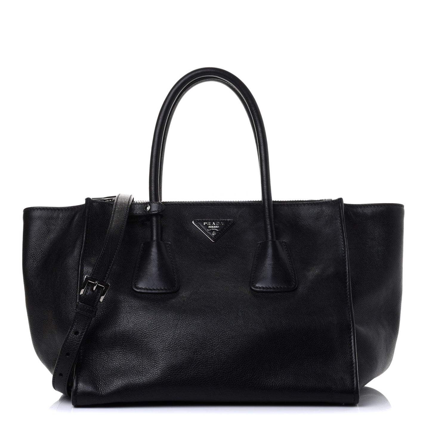 Glace Calf Twin Pocket Tote Black