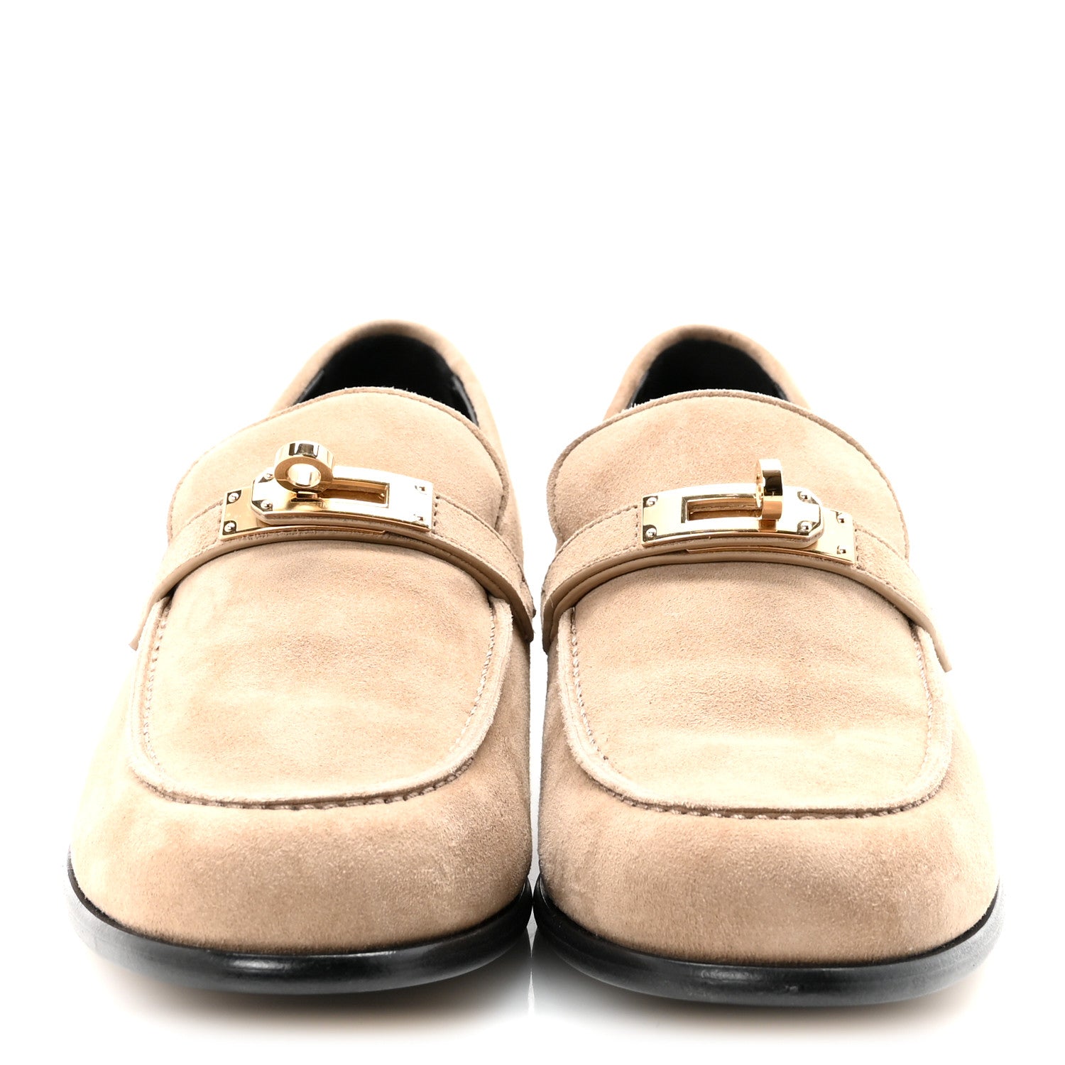 Hermes Suede Goatskin Womens Destin Loafers 40 Beige Sable 3 of 10