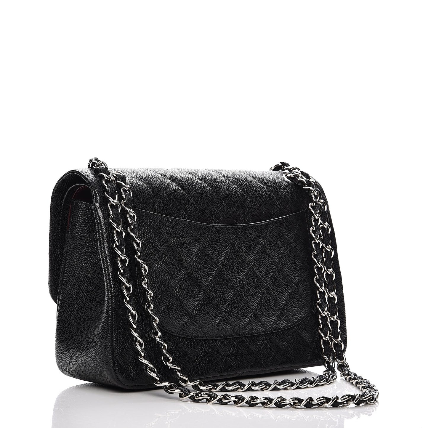 Caviar Quilted Jumbo Double Flap Black