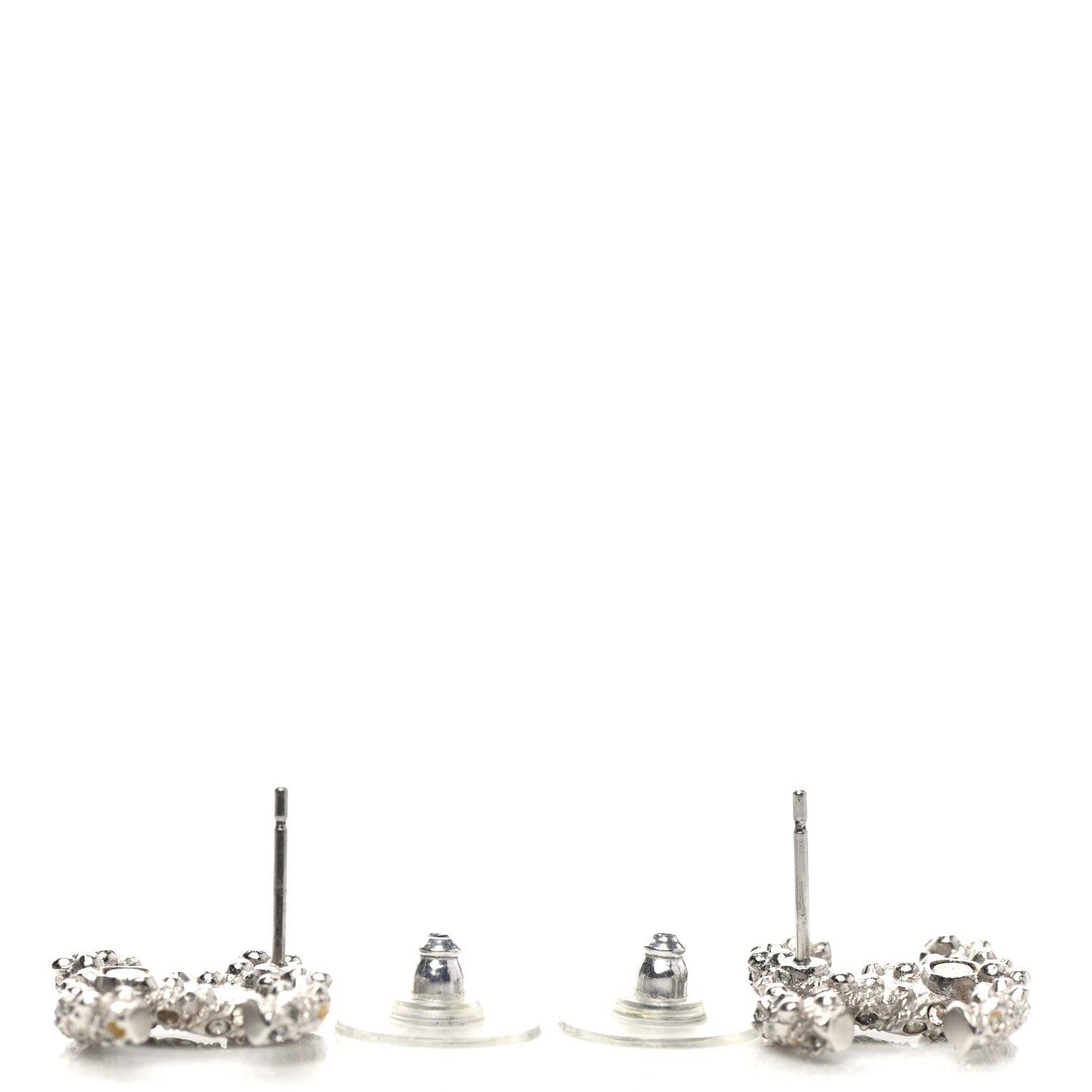 Chanel Crystal CC Earrings Silver 3 of 4