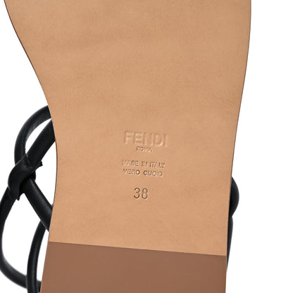 Fendi Nappa O’Lock Flat Thong Sandals 38 Black 6 of 9
