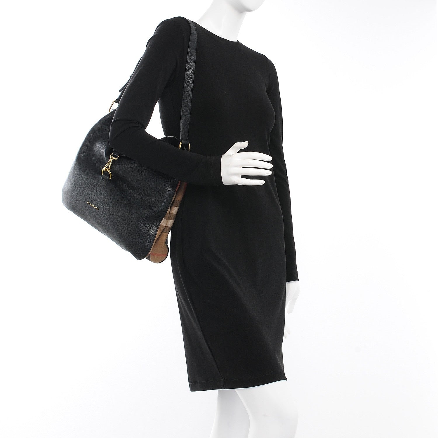 Burberry Calfskin House Check Cornwall Hobo Black 2 of 11