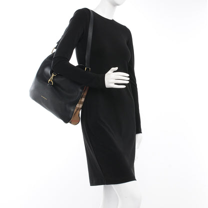 Burberry Calfskin House Check Cornwall Hobo Black 2 of 11