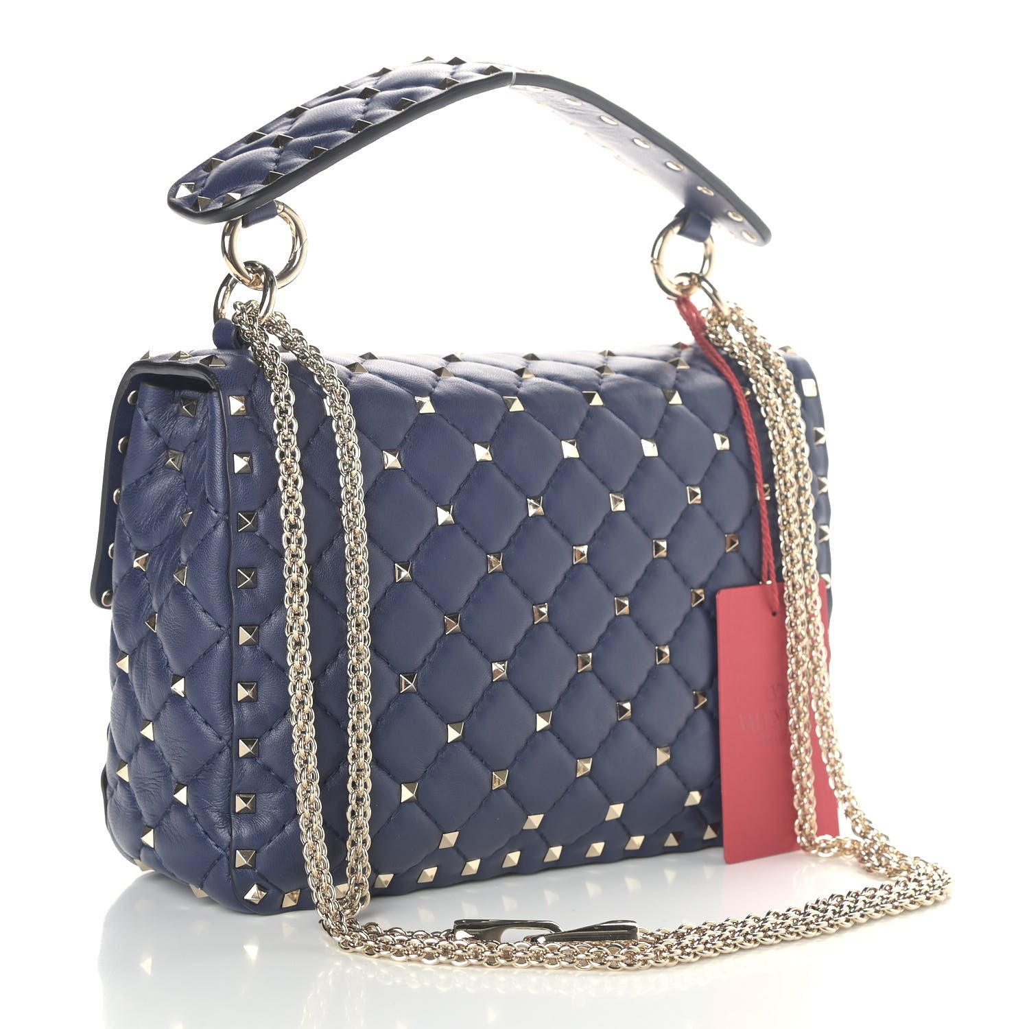 Valentino Garavani Nappa Medium Rockstud Spike Shoulder Bag Marine 3 of 8
