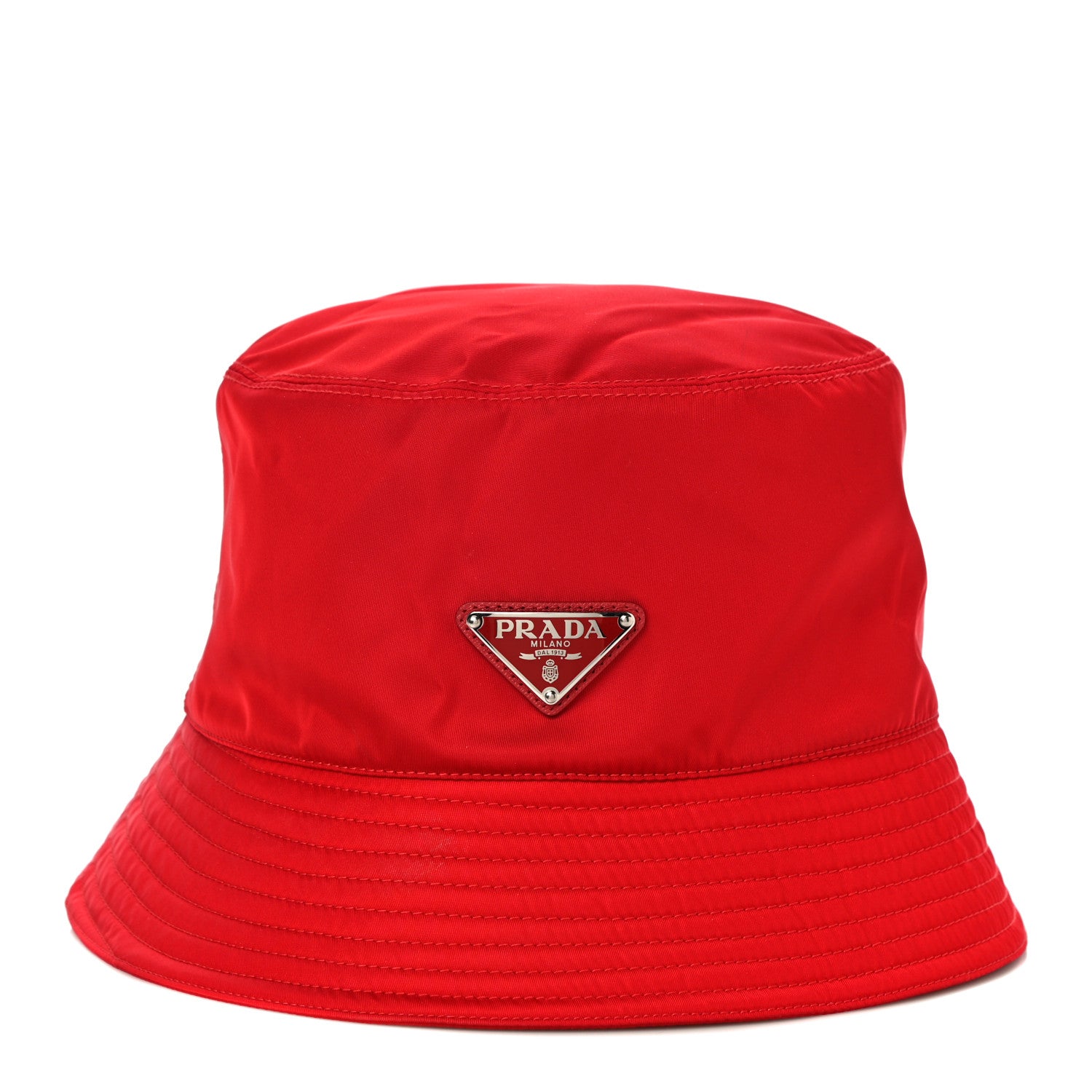 Prada Re-Nylon Metal Triangle Logo Mens Bucket Hat XXL Rosso 1 of 7