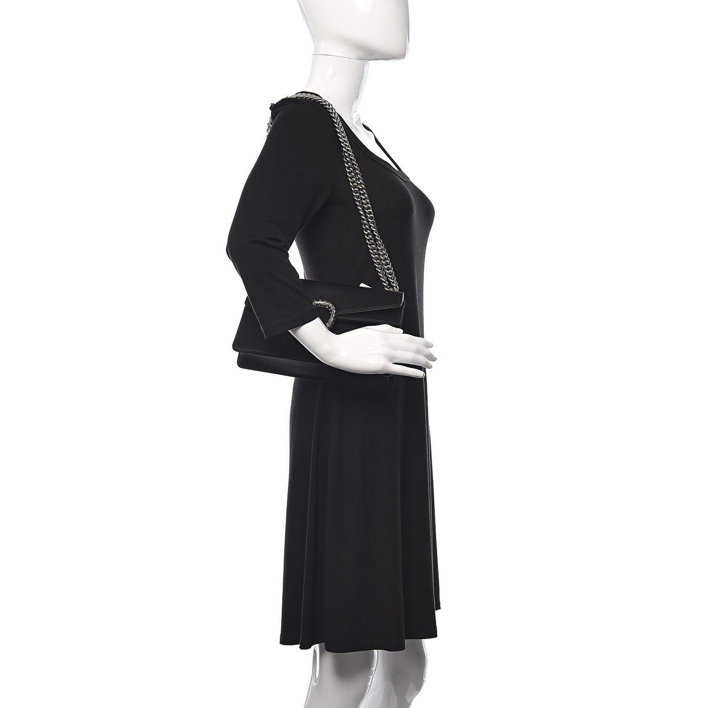 Satin Silk Crystal Small Dionysus Shoulder Bag Black Black Diamond