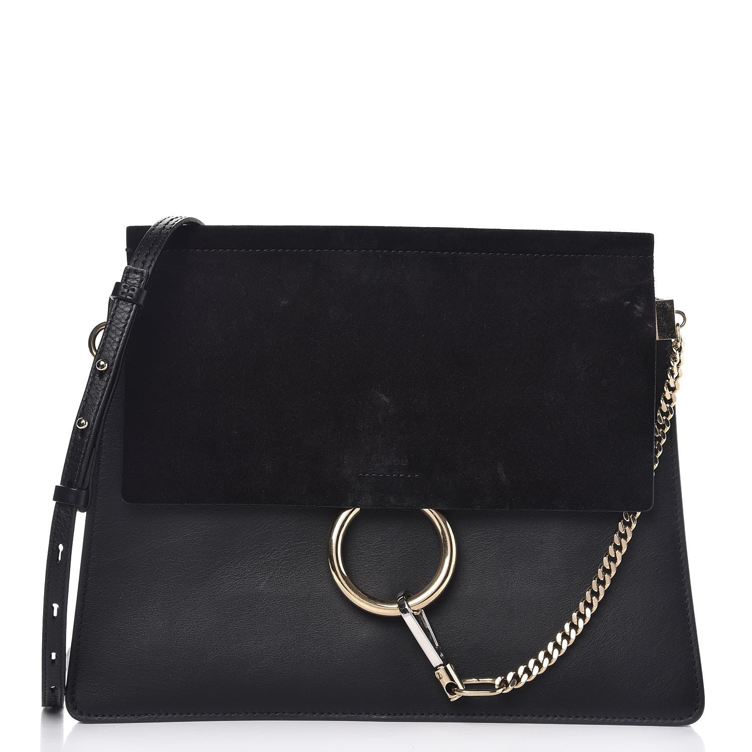 Chloe Suede Calfskin Medium Faye Shoulder Bag Black 1 of 7