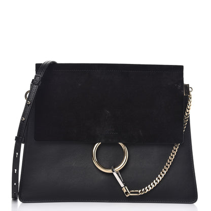 Chloe Suede Calfskin Medium Faye Shoulder Bag Black 1 of 7