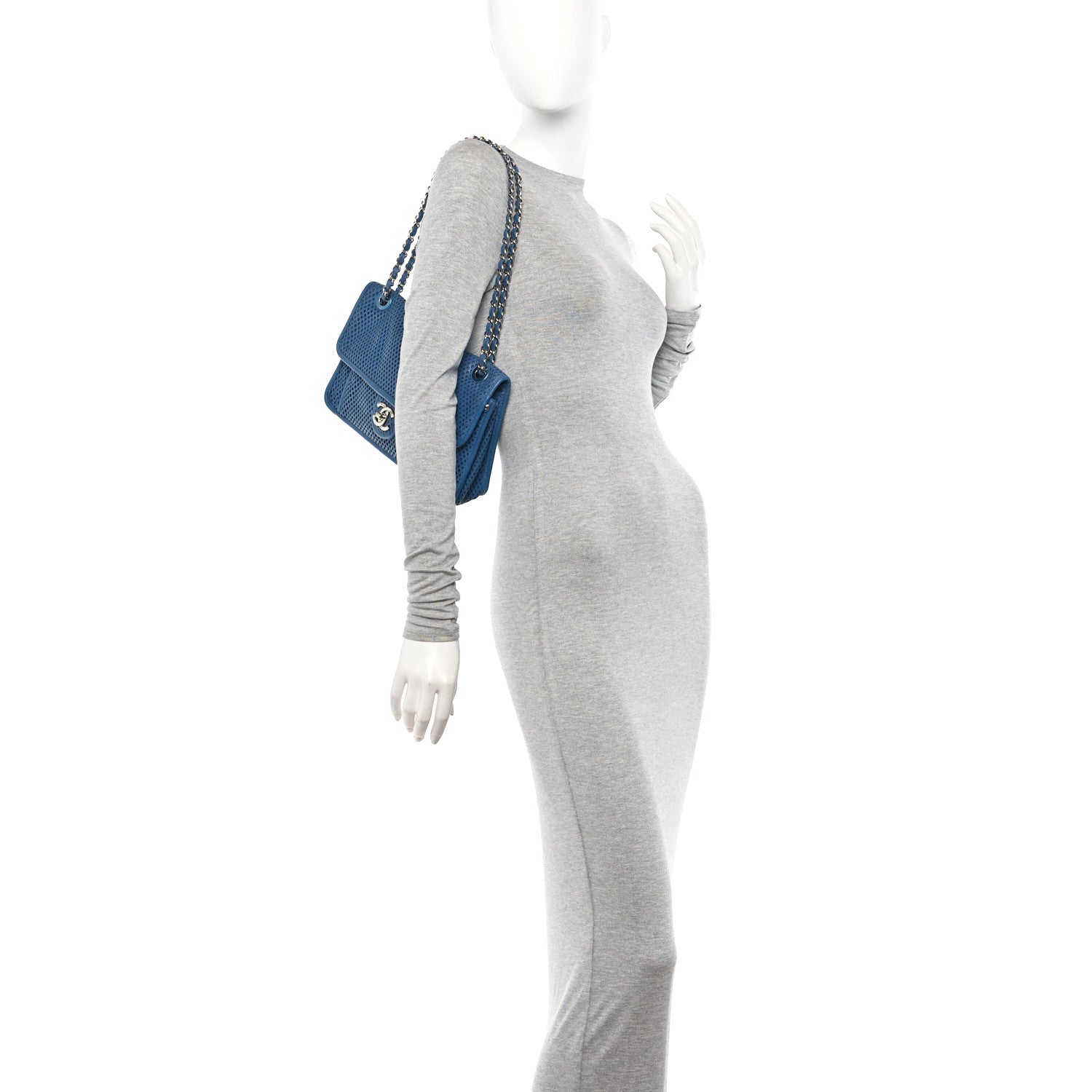 Chanel Perforated Calfskin Large Up In The Air Flap Blue 2 of 10