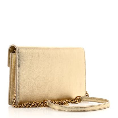 Saint Laurent Metallic Calfskin Monogram Envelope Chain Wallet Gold 3 of 12