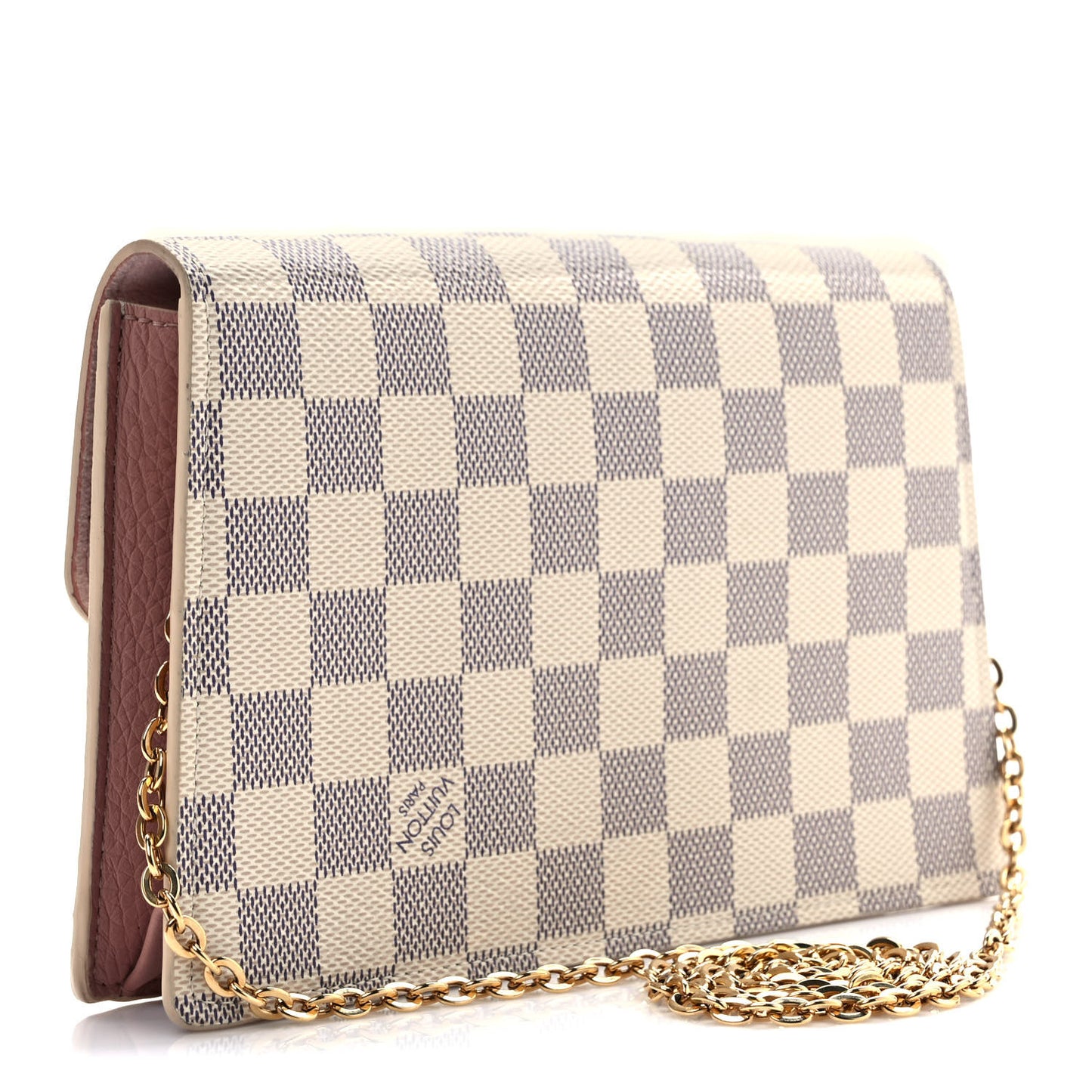 Damier Azur Croisette Chain Wallet Rose Ballerine