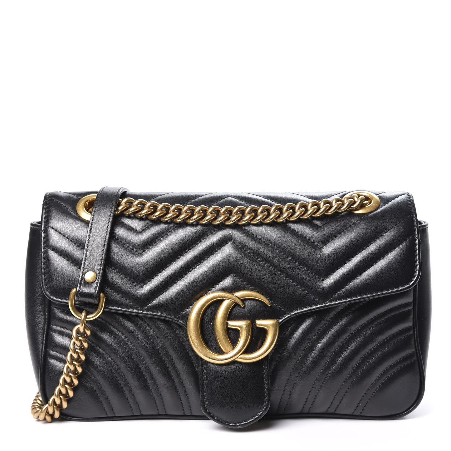 Calfskin Matelasse Small GG Marmont Shoulder Bag Black