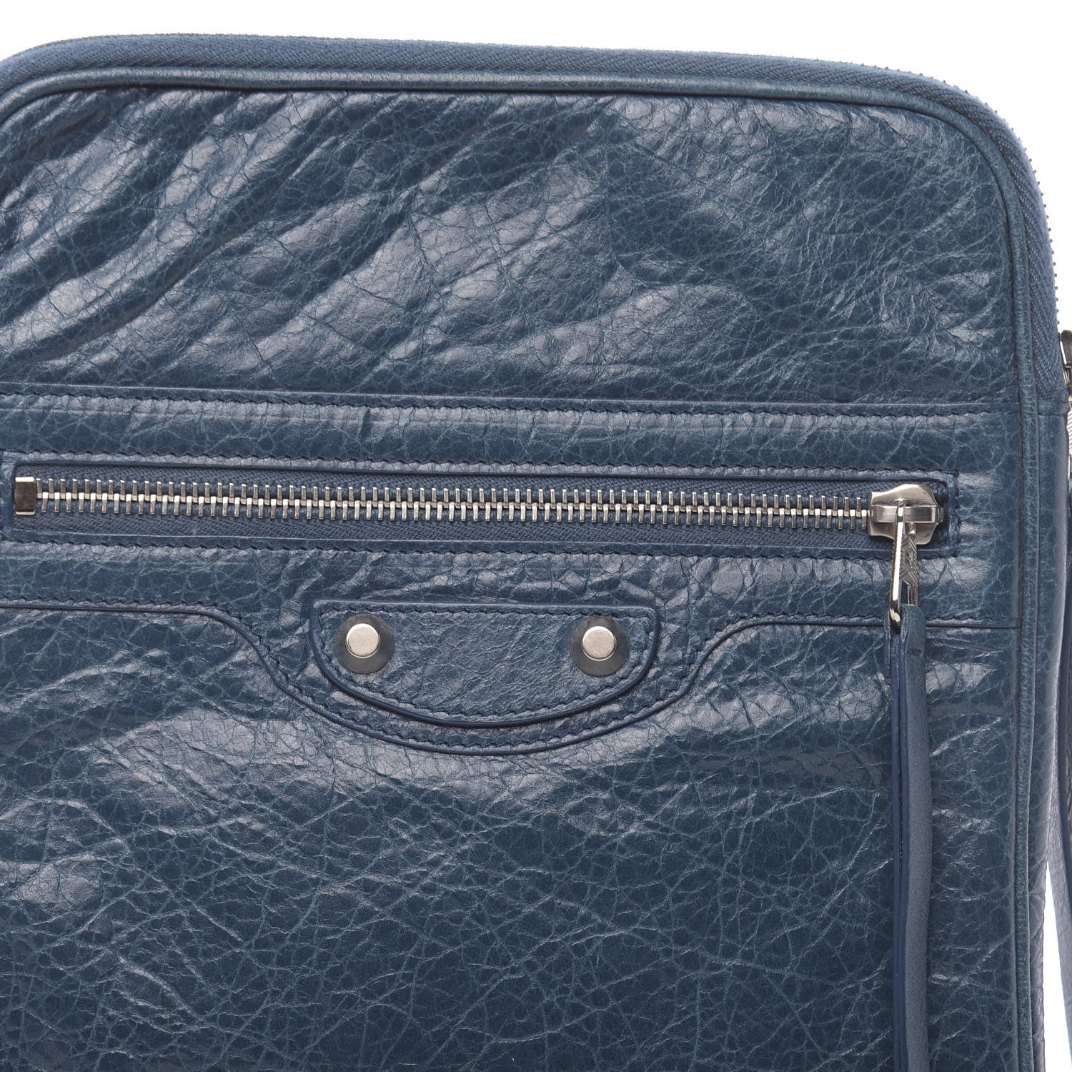 Balenciaga Agneau Arena Classic Silver Hardware Porte iPad Case Bleu Mineral 10 of 11