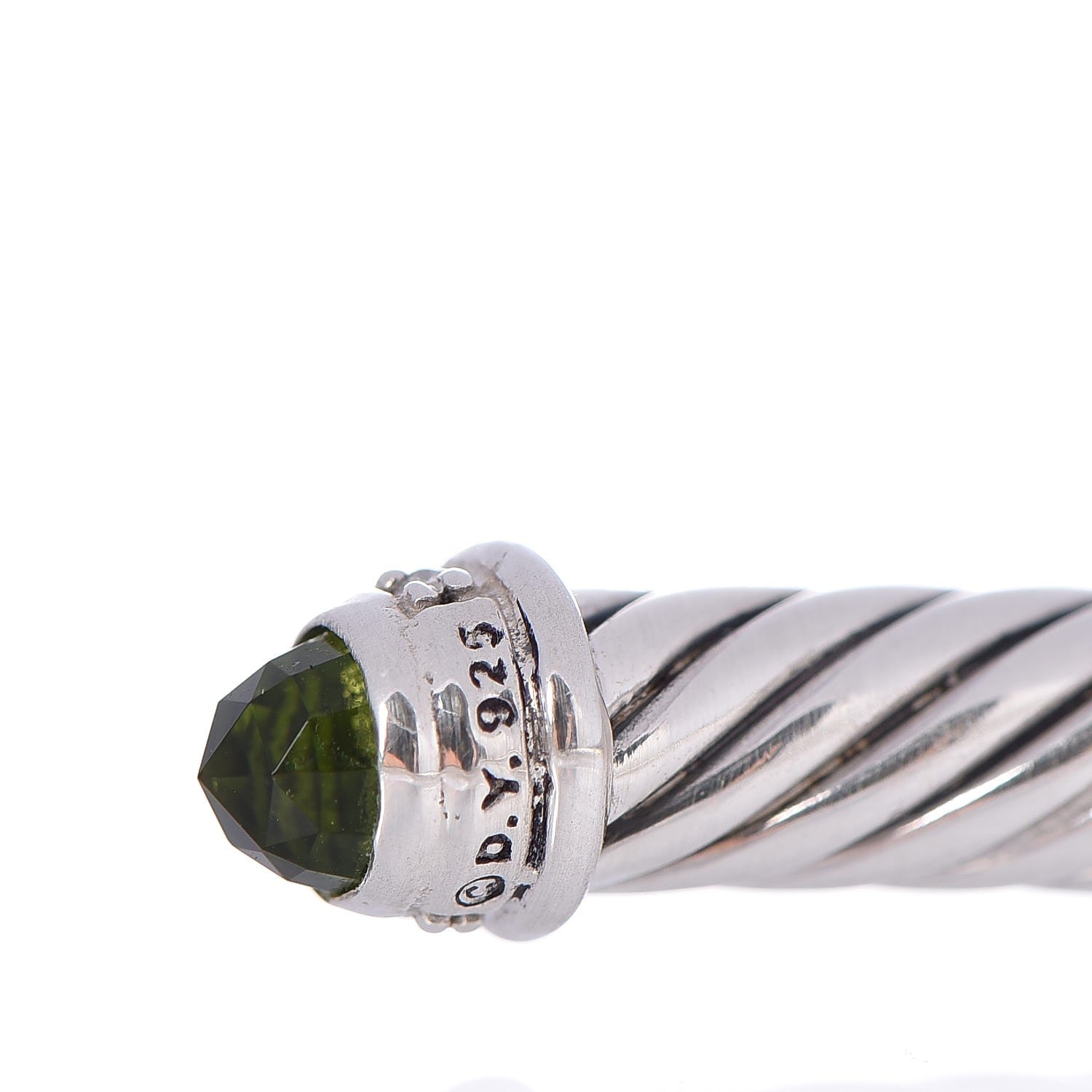 David Yurman Sterling Silver Diamond Peridot 5mm Cable Classics Bracelet 4 of 4