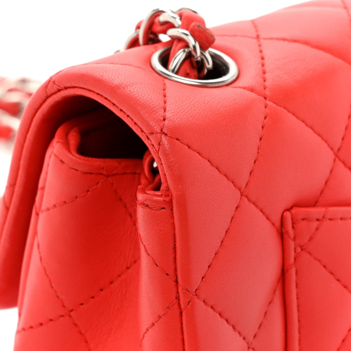 Lambskin Quilted Mini Rectangular Flap Red
