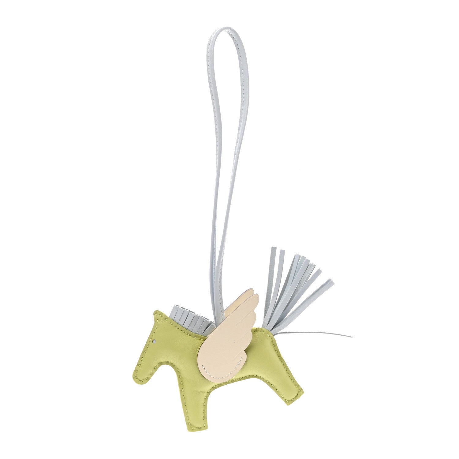 Hermes Milo Lambskin Grigri Rodeo Pegase Horse Bag Charm MM Jaune Bourgeon Bleu Brume Nata 1 of 5