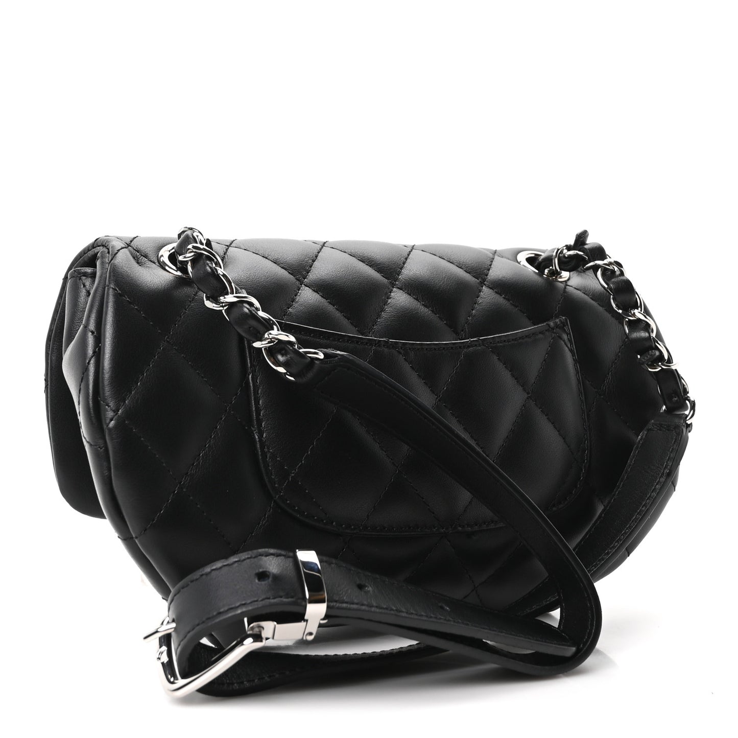 Calfskin Quilted CC Uniform Flap Belt Bag Black