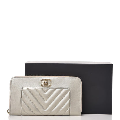 Chanel Metallic Sheepskin Quilted Mademoiselle Vintage Zip Around Wallet Light Gold 9 of 9
