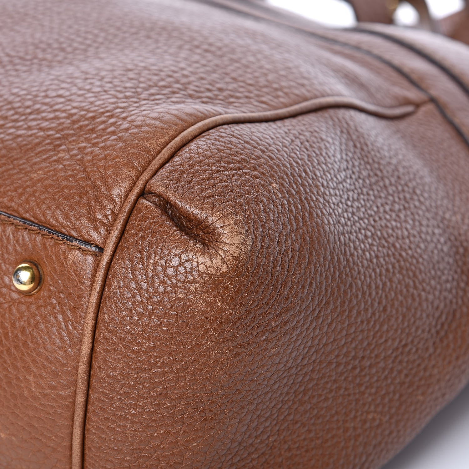 Gucci Pebbled Calfskin Ride Medium Top Handle Bag Brown 10 of 16