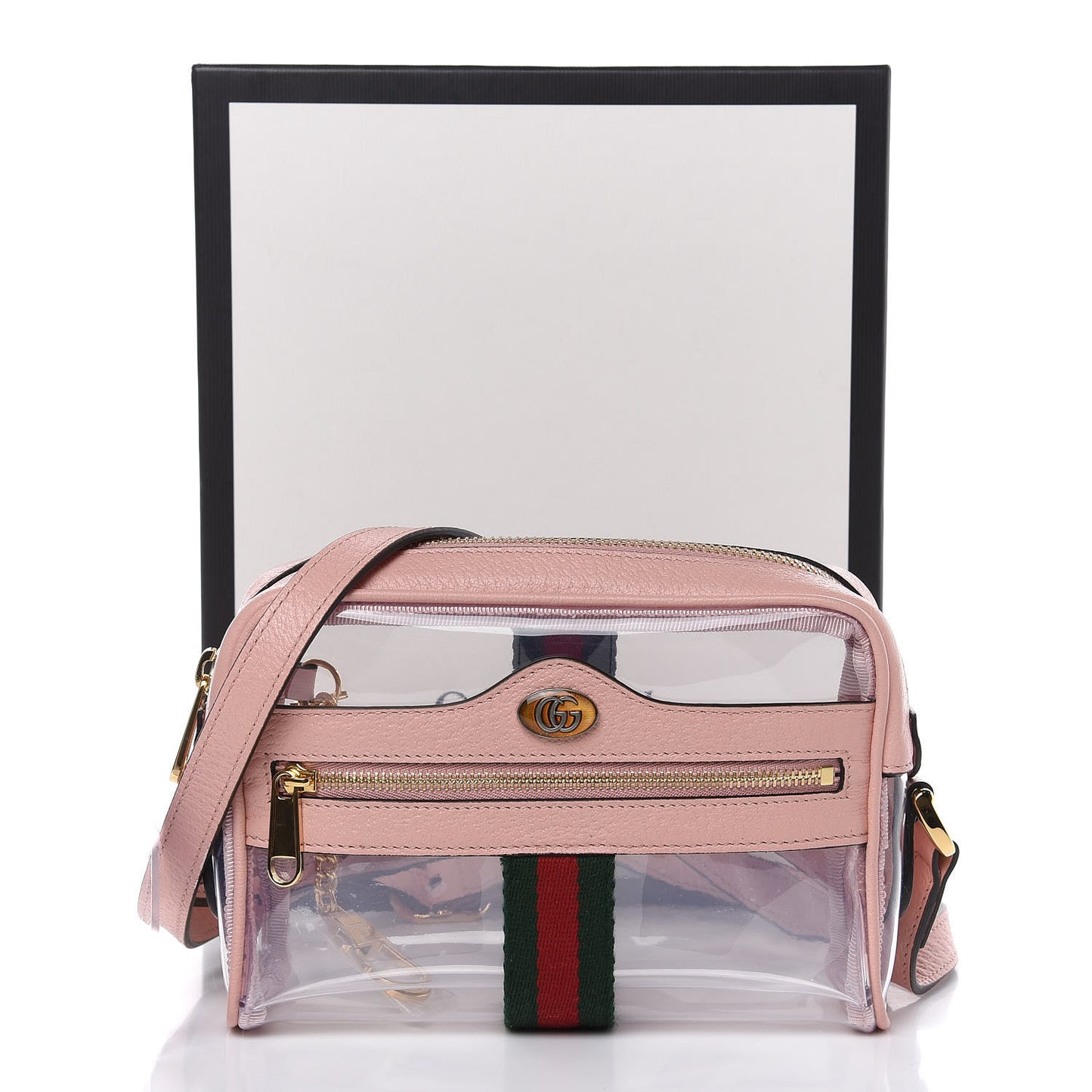 Vinyl Web Mini Ophidia Transparent Shoulder Bag Perfect Pink