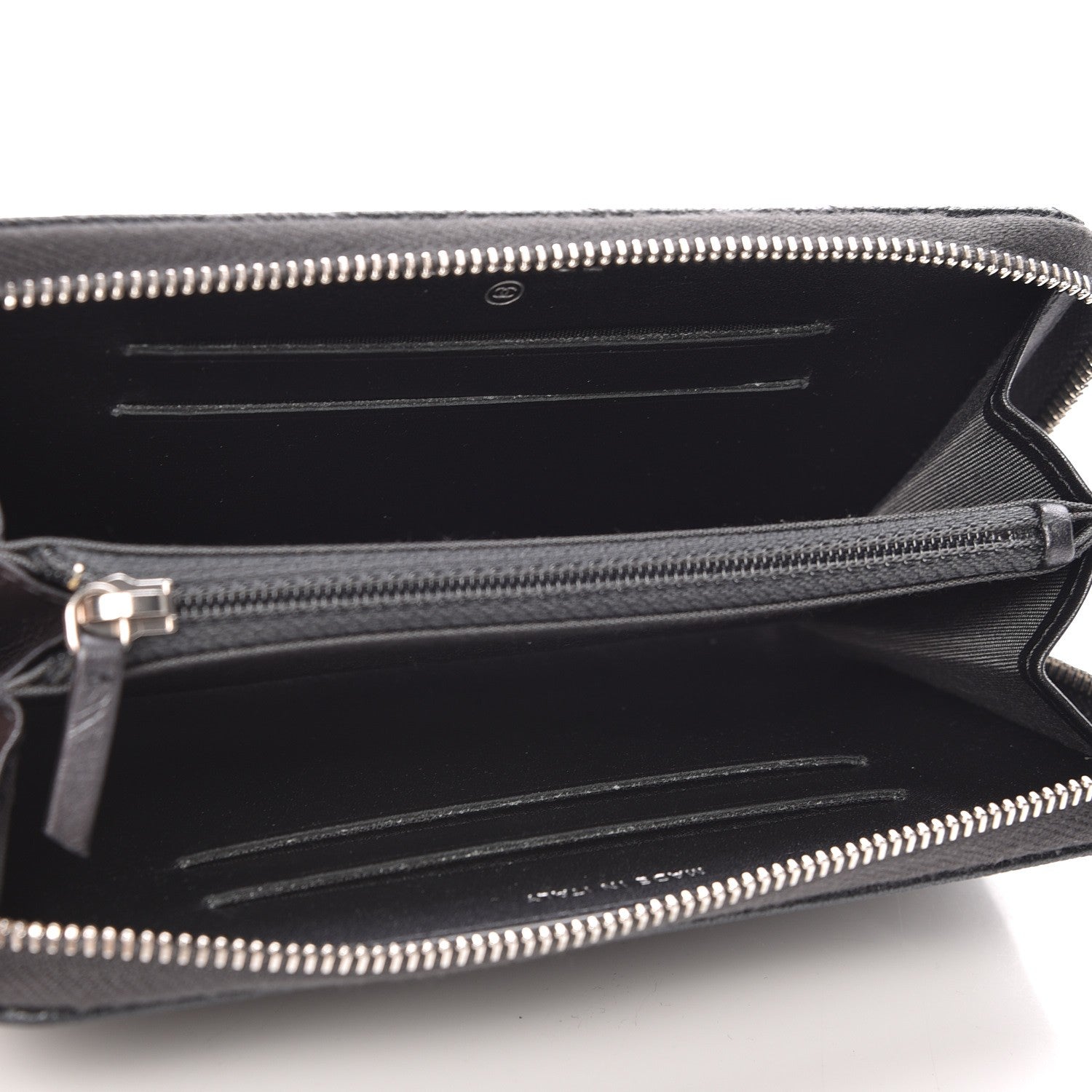 Chanel Metallic Caviar Quilted Medium Zip Around Wallet Black 5 of 9